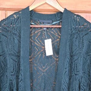 Lane Bryant Black Open Knit Long Sleeve Cardigan Sweater Plus Size 26 28